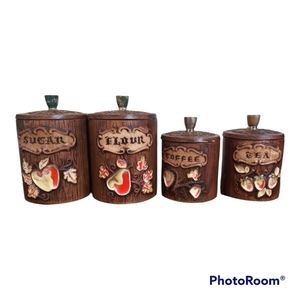 Vintage Treasure Treasure Craft Ceramic Kitchen Canisters- Set of 4